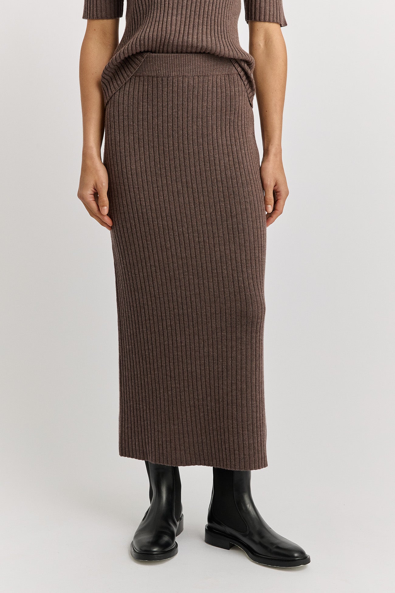 TOORALLIE MERINO RIB KNIT SKIRT