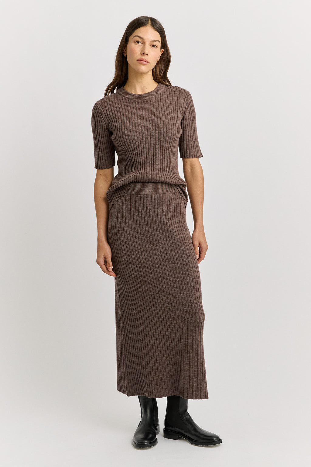TOORALLIE MERINO RIB KNIT SKIRT