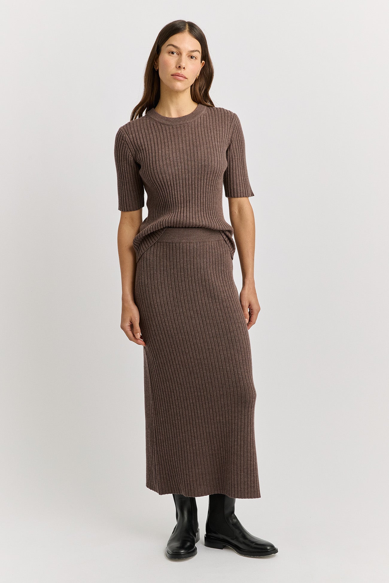 TOORALLIE MERINO RIB KNIT SKIRT