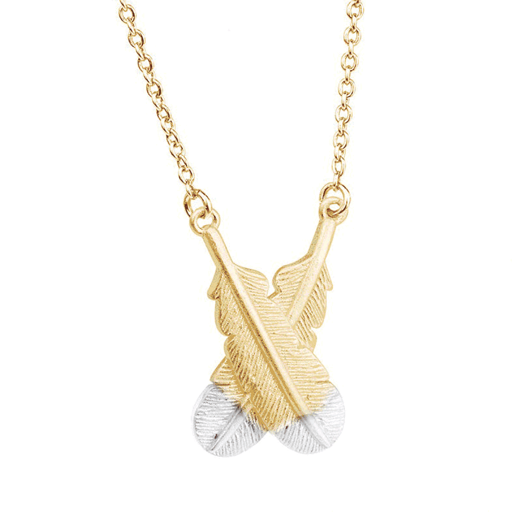 LITTLE TAONGA CROSSED FEATHER NECKLACE