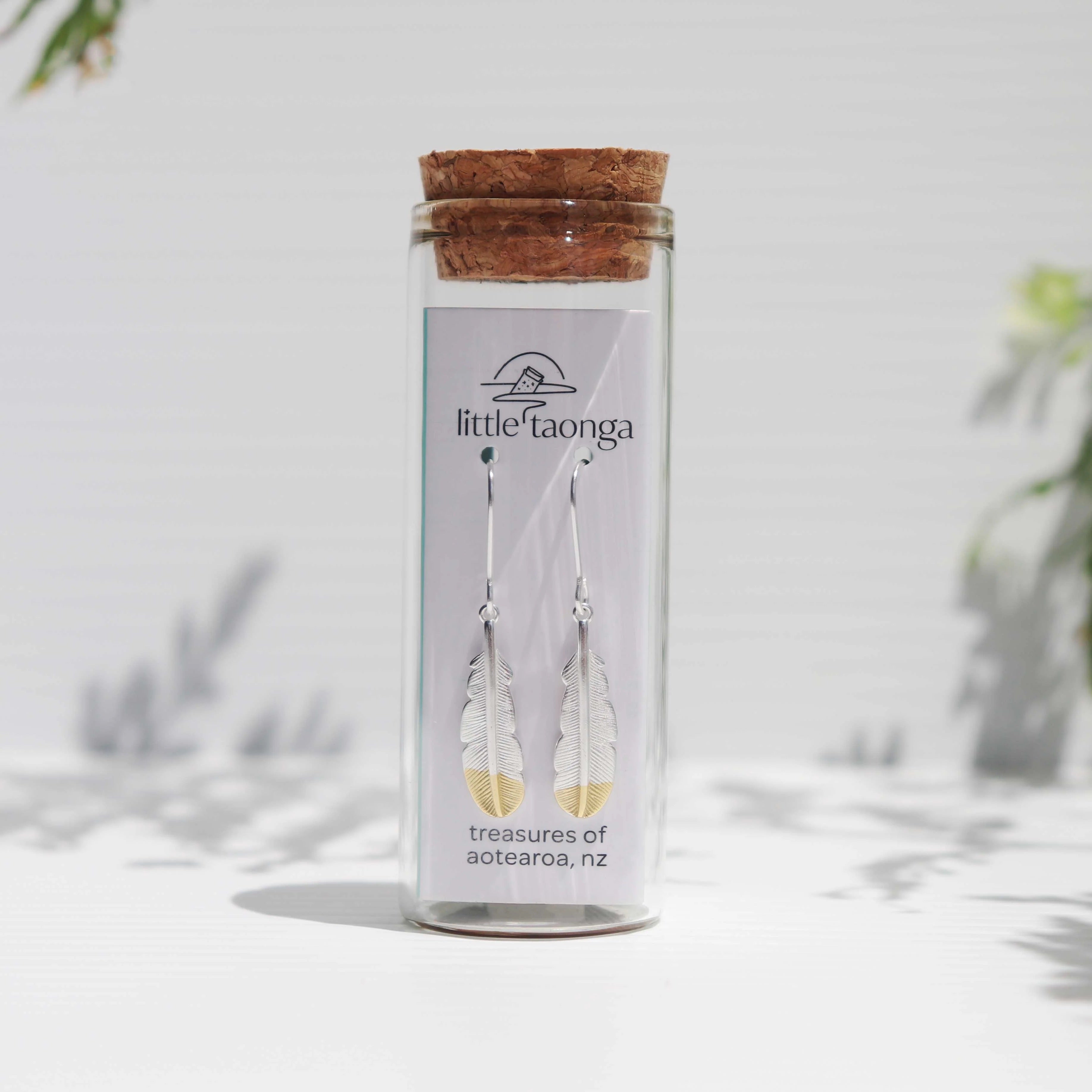 LITTLE TAONGA HUIA FEATHER EARRINGS