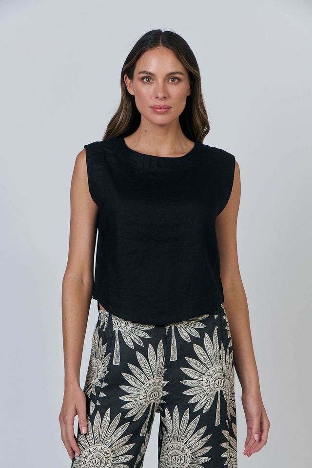 NATURALS GA581 LINEN TOP