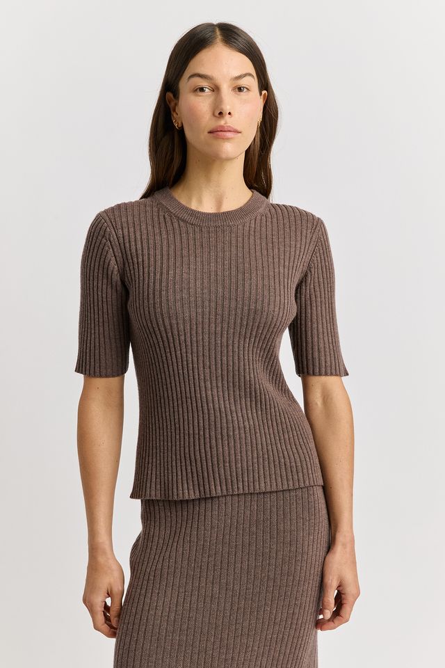 TOORALLIE MERINO RIB KNIT TOP